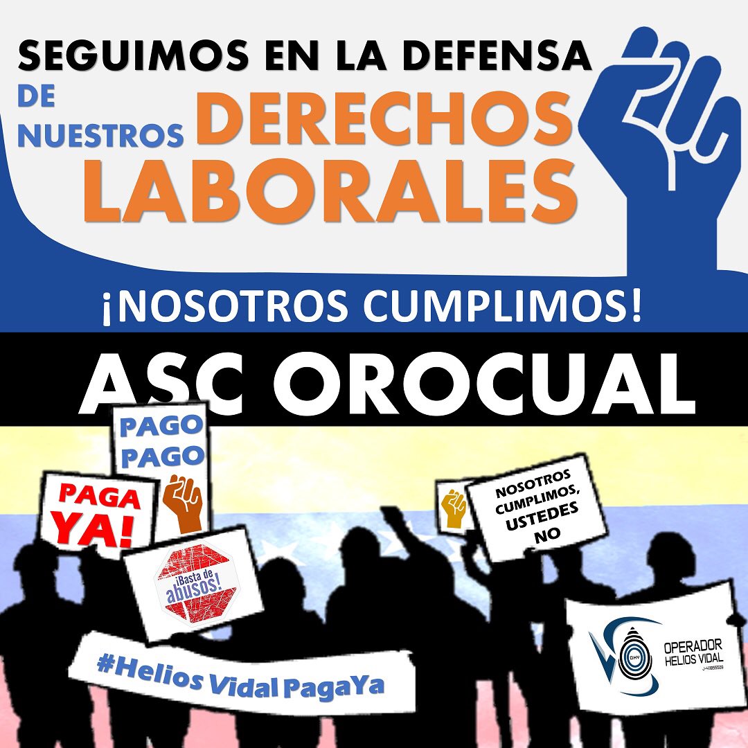 sary1501's tweet photo. ¡No descansamos! Seguimos en la lucha por nuestros derechos laborales, y compromisos de pago no cumplidos. Confiamos en las leyes e instituciones. #Monagas #HeliosVidalPagaYa @NicolasMaduro @TarekWiliamSaab @TareckPSUV @erwin_pdvsa @AChavezPdvsa @TineoPDVSA #PrevenirEsLaClave https://t.co/pxyzMqdMqo