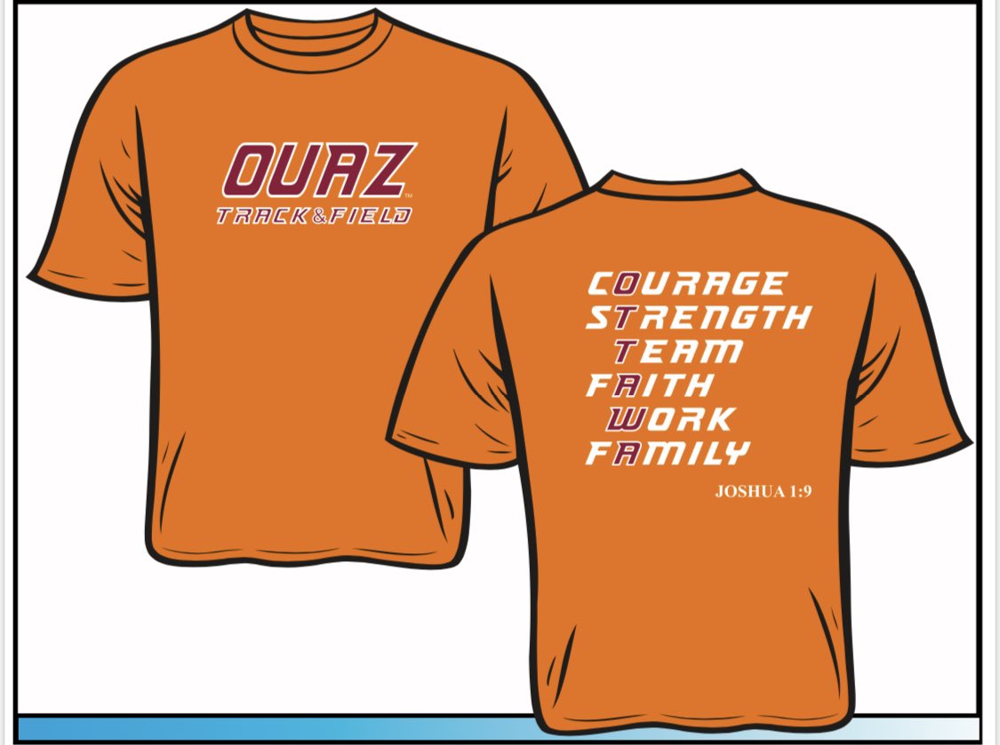 CoachWill2014's tweet photo. OUAZ T&amp;F t-shirts are available to order! The proceeds of purchasing a t-shirt will go towards the track &amp; field program for our fundraising efforts to supply our athletes with the necessities they need to be successful on the track and in the field. 
DM account for details. https://t.co/0PgvjTmDwL