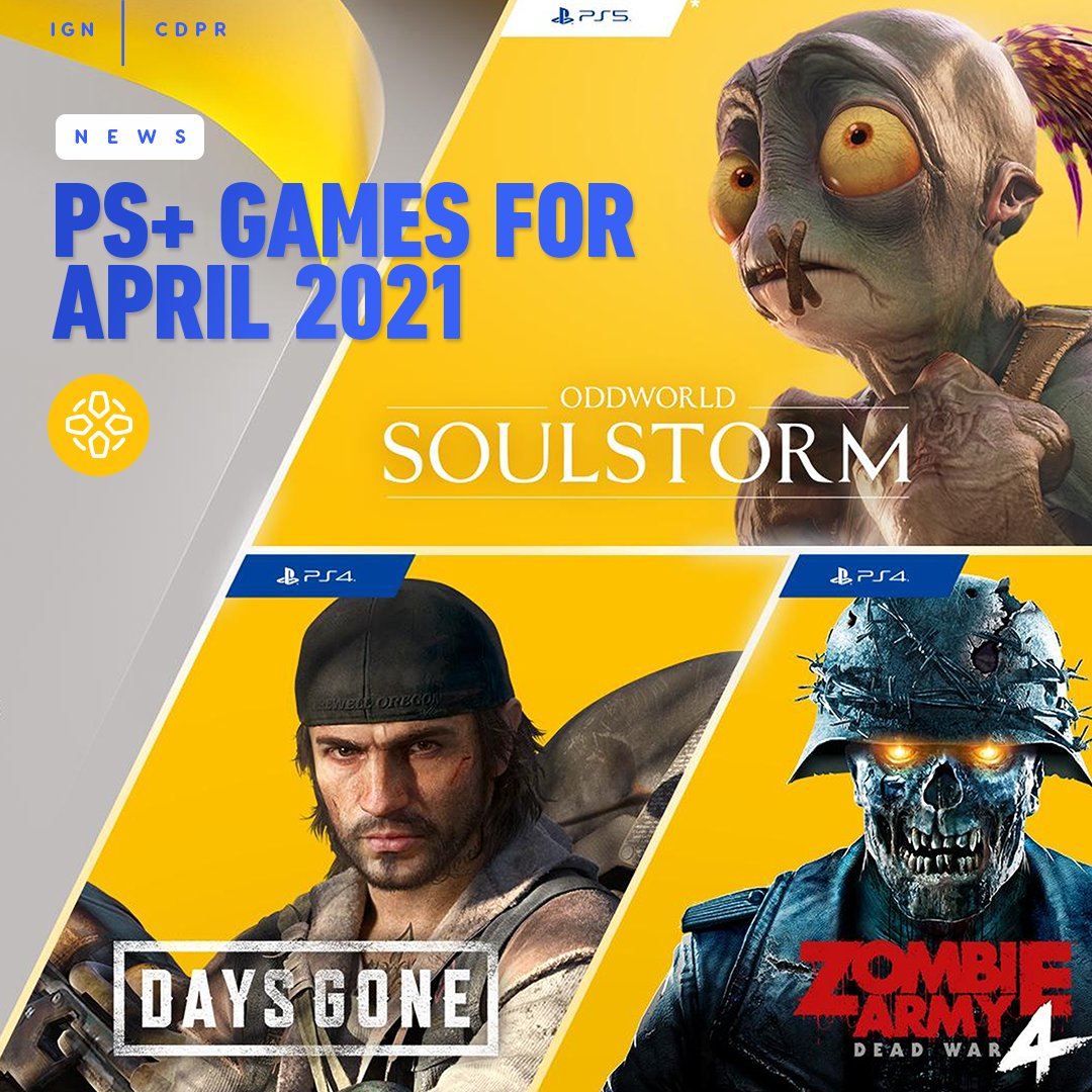 IGN's tweet photo. Starting April 6, PlayStation Plus subscribers will have access to Oddworld: Soulstorm on PS5, as well as Days Gone and Zombie Army 4: Dead War on PS4/PS5. https://t.co/JVs9FLZoV2 https://t.co/jVlgGH7fcH