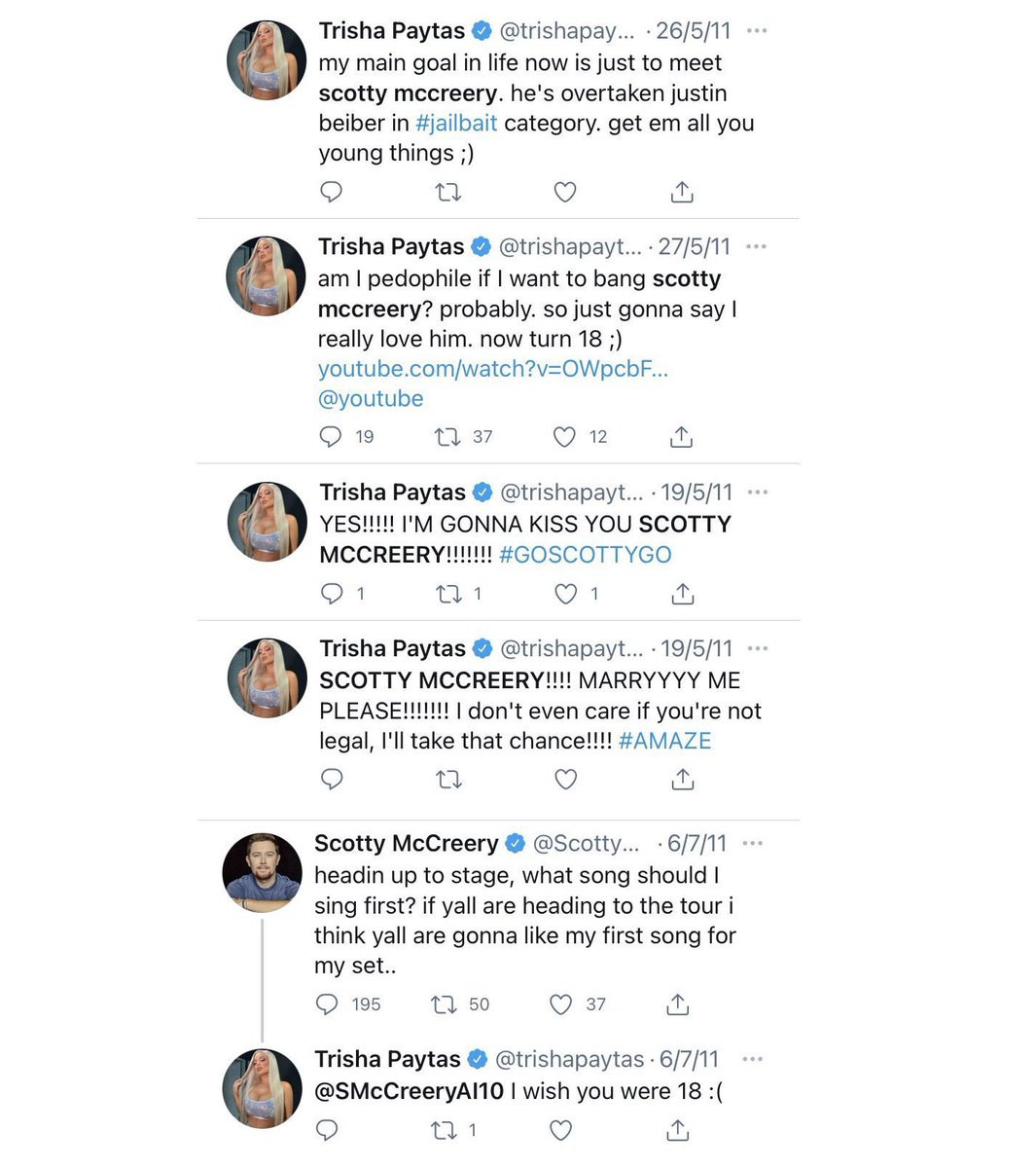 NoahRileyRahn's tweet photo. @Jonahsaurx @gocryaboutit69 @defnoodles @KEEMSTAR Cool. Here’s some tweets of Trisha lusting after a minor. https://t.co/eqwoZDcgyw