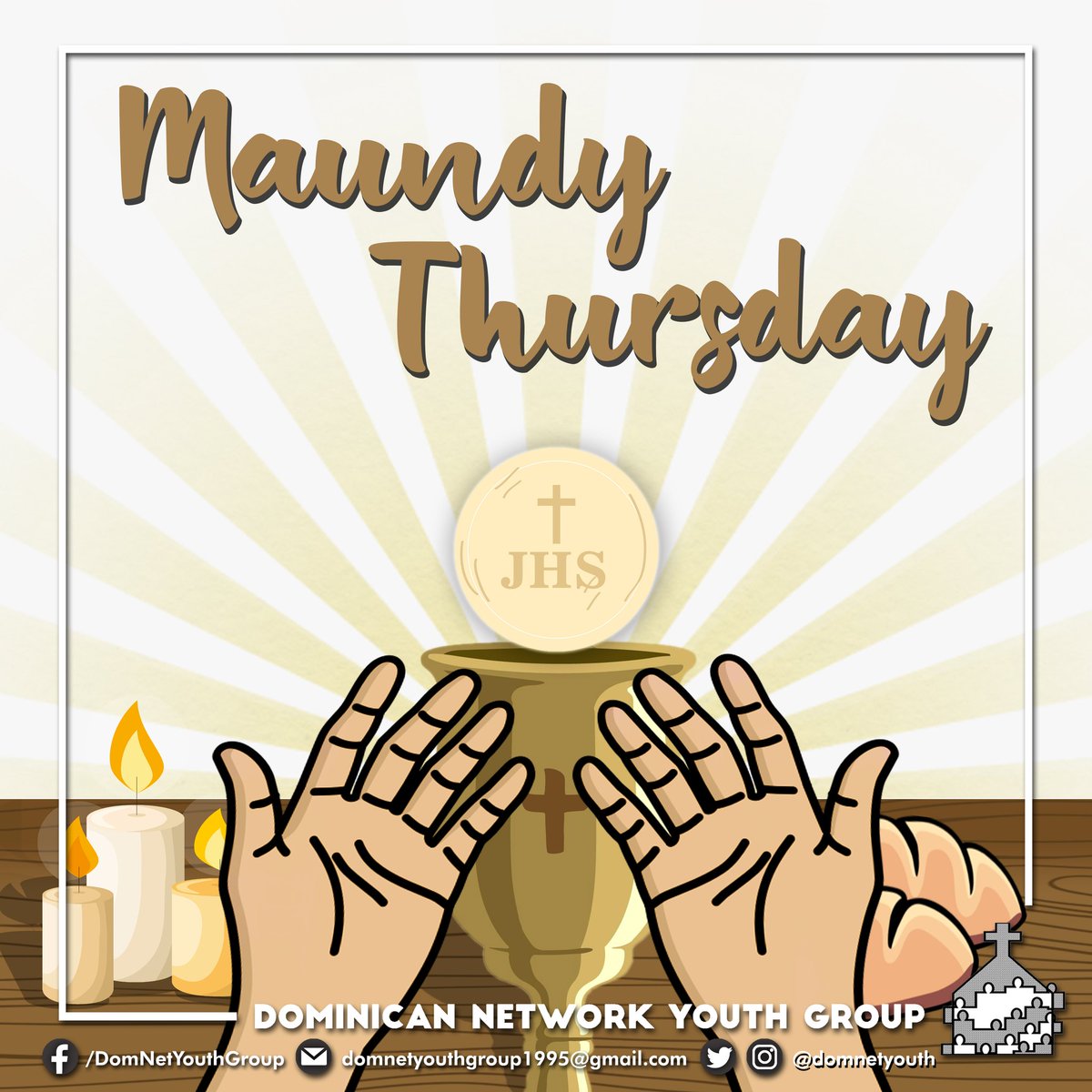 domnetyouth's tweet photo. Good Morning, DOMNET Youth! Today we commemorate Maundy Thursday.
Let us remember the Last Supper of Jesus with His apostles and the institution of the Eucharist.
#ONEDOMNETYouthGroup #UNITEDYG https://t.co/959UcT2fOq