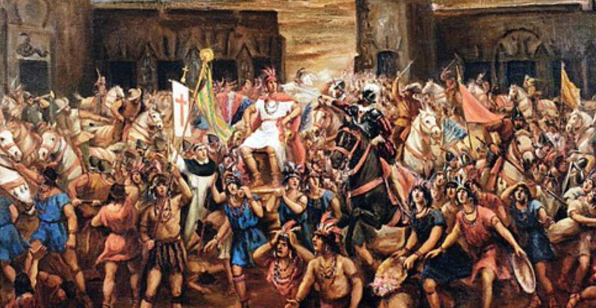 FGrizio's tweet photo. Q14.6
Also our physical encounter with the indigenous was neither peacefully nor friendly. We had "deadly weapons" so we were able to kill thousand of Incas.⚔️😵 https://t.co/mwvt0wCbl5