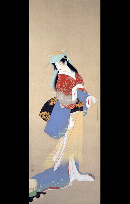 上村松園『汐くみ(部分)』1941年 岡田美術館 岡田美術館（箱根）にて