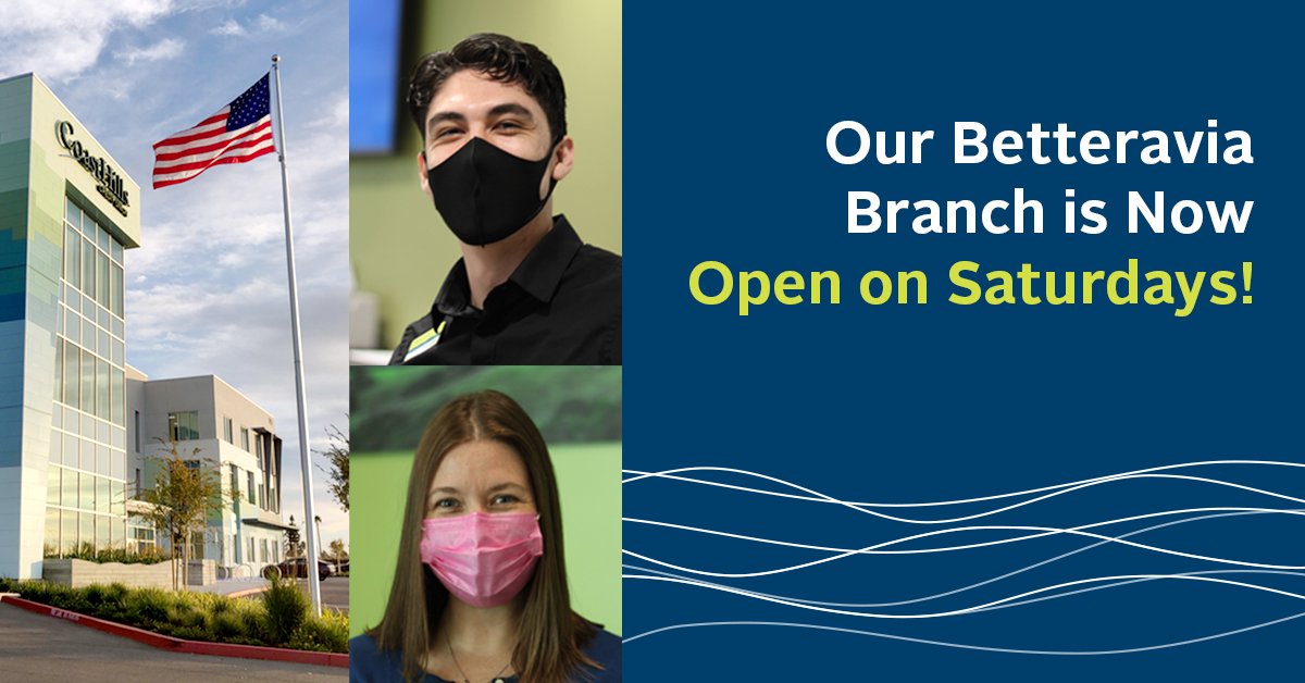 Starting this Saturday, the lobby of our Betteravia branch will be open for full service from 10 a.m. to 1 p.m.