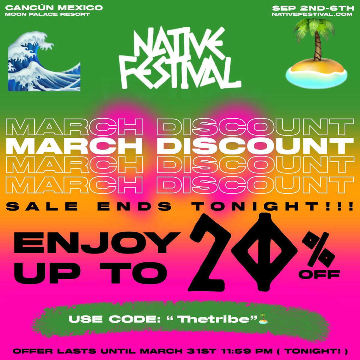 theNativeFest's tweet photo. March discount Code ends Tonight!!! 
Hurry and secure your package now!! 

https://t.co/gMEycWlda7 https://t.co/3qJfaSStON