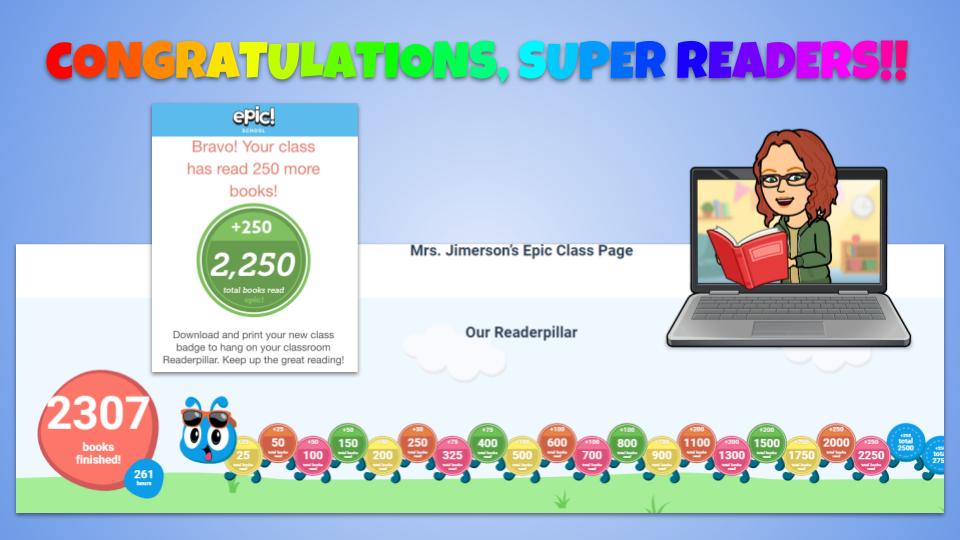 growgritgrace's tweet image. 😍Days away from spring break- uber proud of my Super2nds. Yesterday we received our latest @epic4kids #readerpillar badge for 2,250 books, which gave us our final KES Golden Pride Ticket!! They voted to wear pjs on Friday to celebrate. This sweetie wanted to @Seesaw blog it!🥳