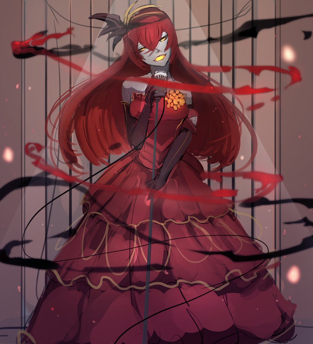 ELINAEMEN精鋭級個体:Venderlin
Venderlinは戦闘タイプじゃない、彼女は奇妙な言語でエネルギを含めた歌を歌います、その歌は人の負の感情を抽出して、怨念で構成されたELINAEMENたちの栄養になる、人たちも気持ちよくなる、Venderlinは主に友好的な人間の酒場で見かける 