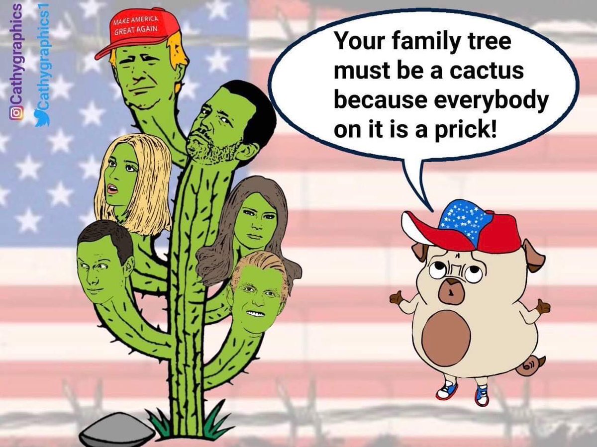 CathyGraphics3's tweet photo. FACT:
Trump’s family tree must be a cactus. Everybody on it is a prick!

#TrumpCrimeFamily 
#DemVoice1 https://t.co/yKs9XpTxh5