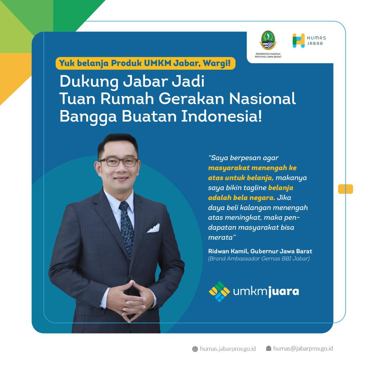 Wilujeng Enjing Wargi Jabar 🥰
.

Wargi, saat ini belanja jauh lebih baik dibandingkan menabung lho. Apalagi jika belanjanya di UMKM, kamu sudah turut berkontribusi bagi pemulihan ekonomi. ☺️