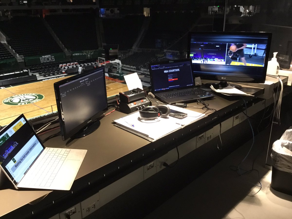 nbated's tweet photo. #MILvLAL is on air in LA @620wtmj 103.3 @ESPNMadison 100.5 @WNFL Green Bay 101.9 State Network https://t.co/RE6BZdqvJp League Audio Pass https://t.co/dyVsXYqSyL My view from the Cozy Broadcast Nook #2614 https://t.co/4jtMrFeBIp