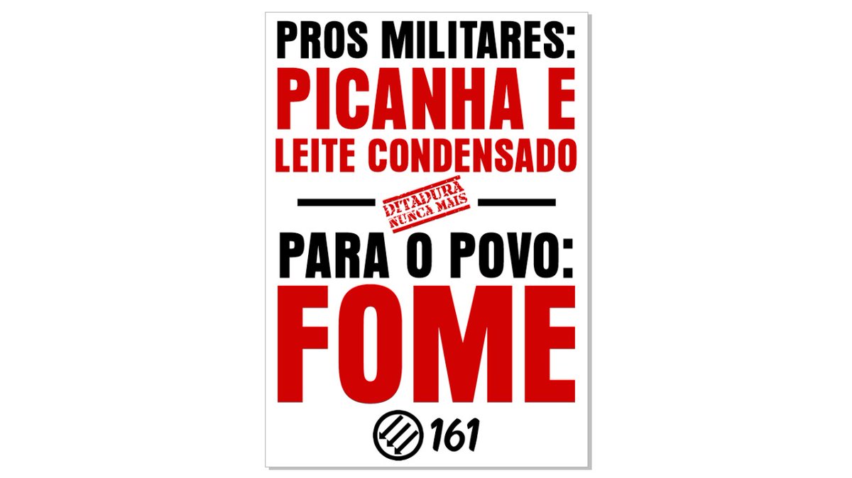 FlamengoAntifa's tweet photo. CONTRA A FARSA DA DITADURA CIVIL-MILITAR
Propague sua indignação pelo interior e pela capital!
#DitaduraNuncaMais #DitaduraNaoSeComemora #DitaduraSeCombate #Ditadura #ditaduramilitar #GolpeDeEstado #Golpe1964 #Resistencia #FlaAntifa #FlamengoAntifascista #antifa #AntiFascista https://t.co/q96WhsCwPj