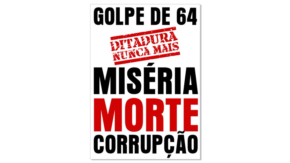 FlamengoAntifa's tweet photo. CONTRA A FARSA DA DITADURA CIVIL-MILITAR
Propague sua indignação pelo interior e pela capital!
#DitaduraNuncaMais #DitaduraNaoSeComemora #DitaduraSeCombate #Ditadura #ditaduramilitar #GolpeDeEstado #Golpe1964 #Resistencia #FlaAntifa #FlamengoAntifascista #antifa #AntiFascista https://t.co/q96WhsCwPj