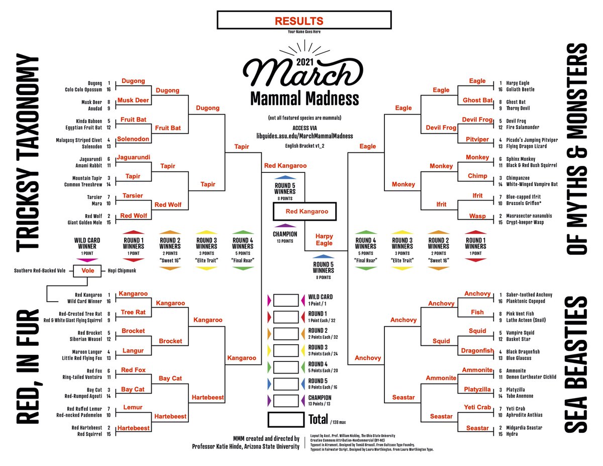 March Mammal Madness 2021mmmletsgo Twitter