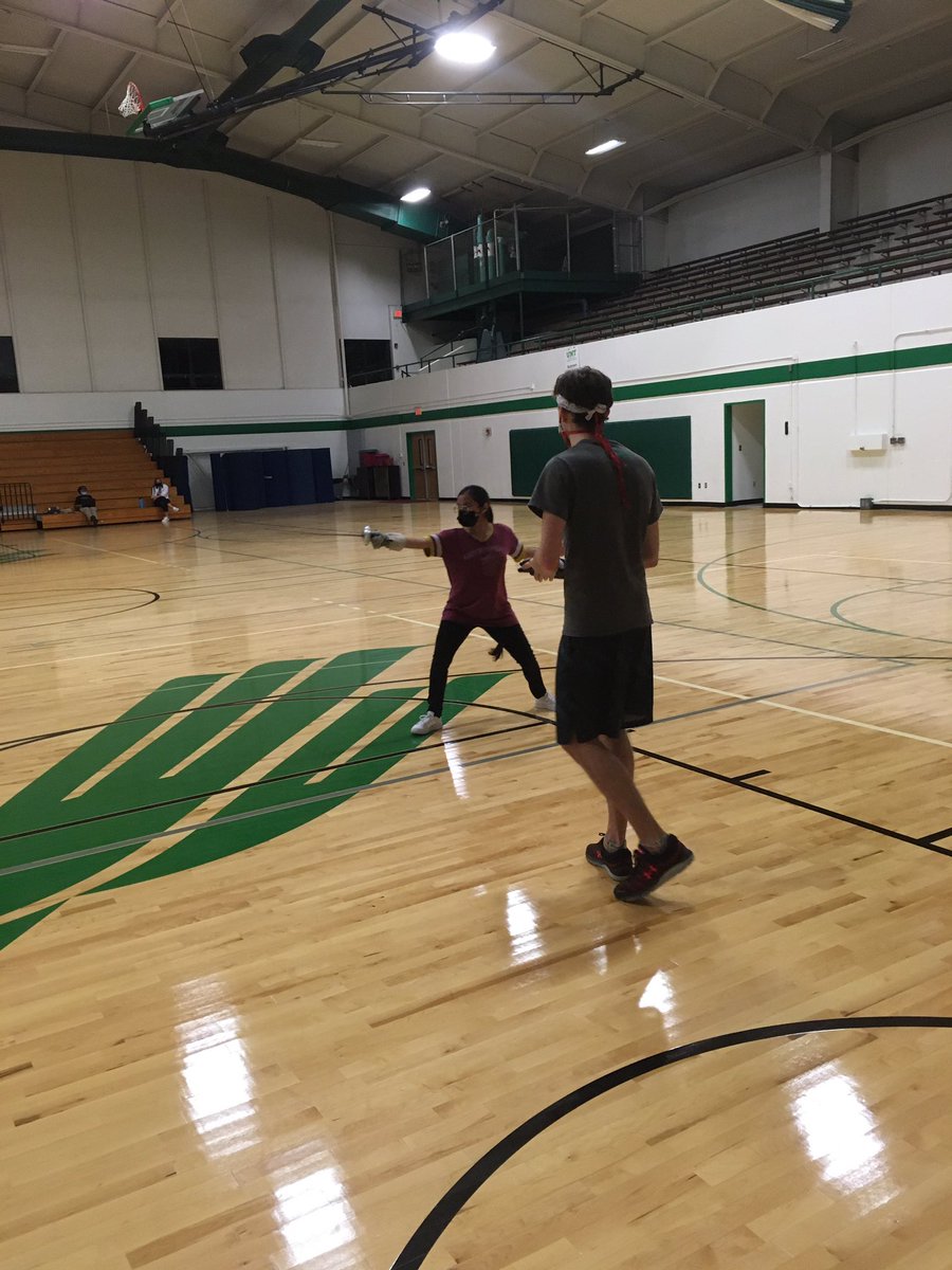 UNTFencing's tweet photo. In person fencing is back! Join us next week at 7:30pm at Ken Bahnsen gym! Make sure to get tested at least three days prior! DM for more information. #untfencing #GMG https://t.co/DXTACOQq0b