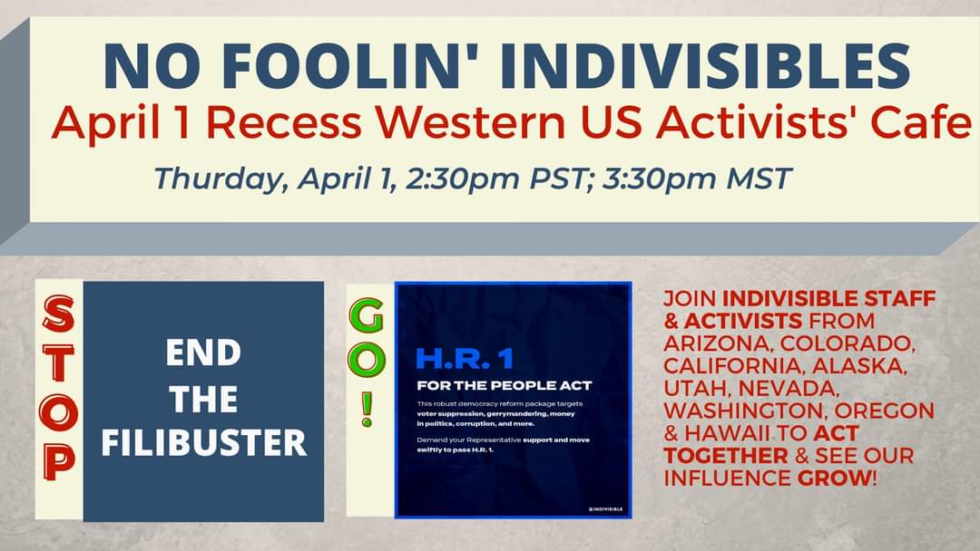 indivisibleco6's tweet photo. Have you called your senator lately? Join Indivisibles across the west tomorrow and remind our senators that it's time to ditch the Filibuster.
https://t.co/vWvVieoo1n https://t.co/iumfsVZMH2