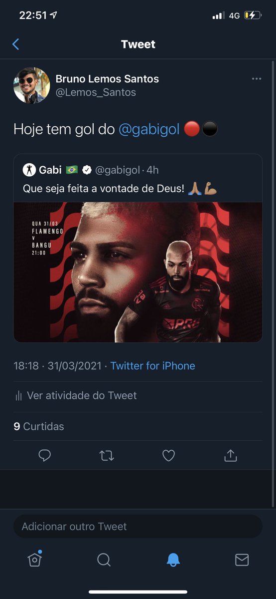 Lemos_Santos's tweet photo. Que partida do homem @gabigol e eu avisei que ia ter gol dele viu, jogou demais, deu belas assistências no primeiro tempo e foi coroado com um golaço.  #FLAXBAN #Flamengo #FlaTT #CRF #VamosFlamengo #JSFLA https://t.co/xxlSRg4MbT