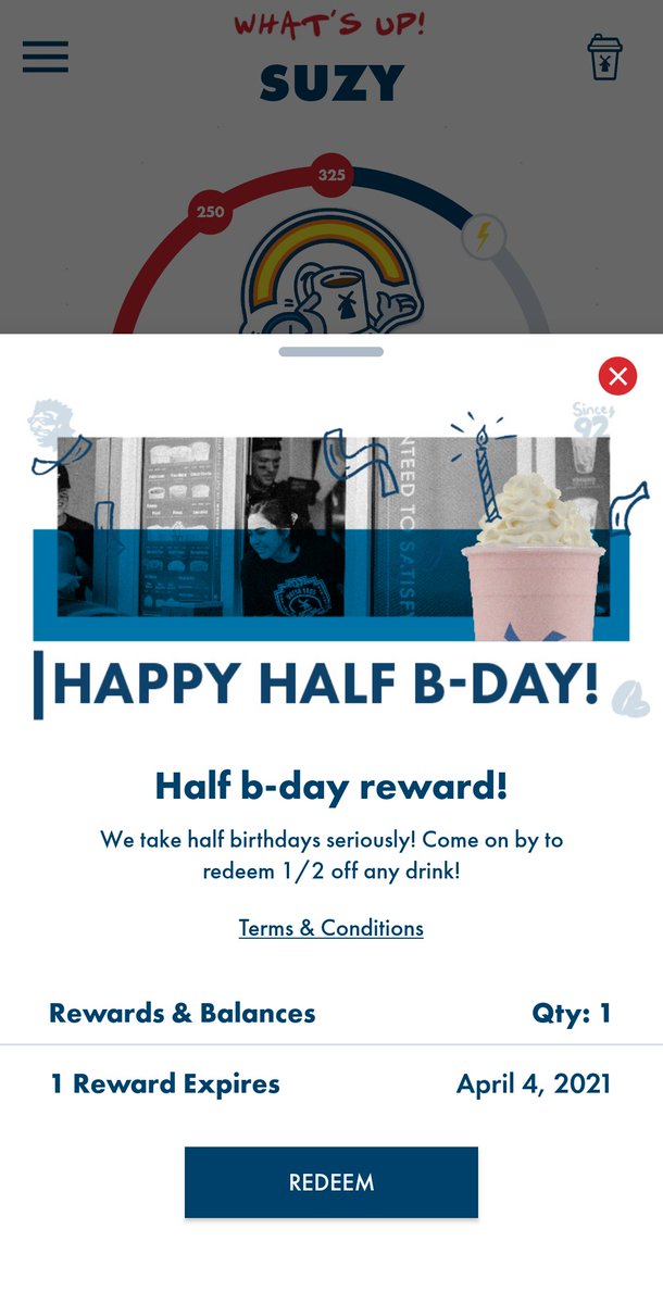 Suzholston's tweet photo. Opened up my app and got so excited! #HalfBirthdayReward #DayMade #CoffeeLove #DutchLove #HalfBirthday #HalfOff #Tomorrow
@DutchBros https://t.co/wKEMUJ9VUB