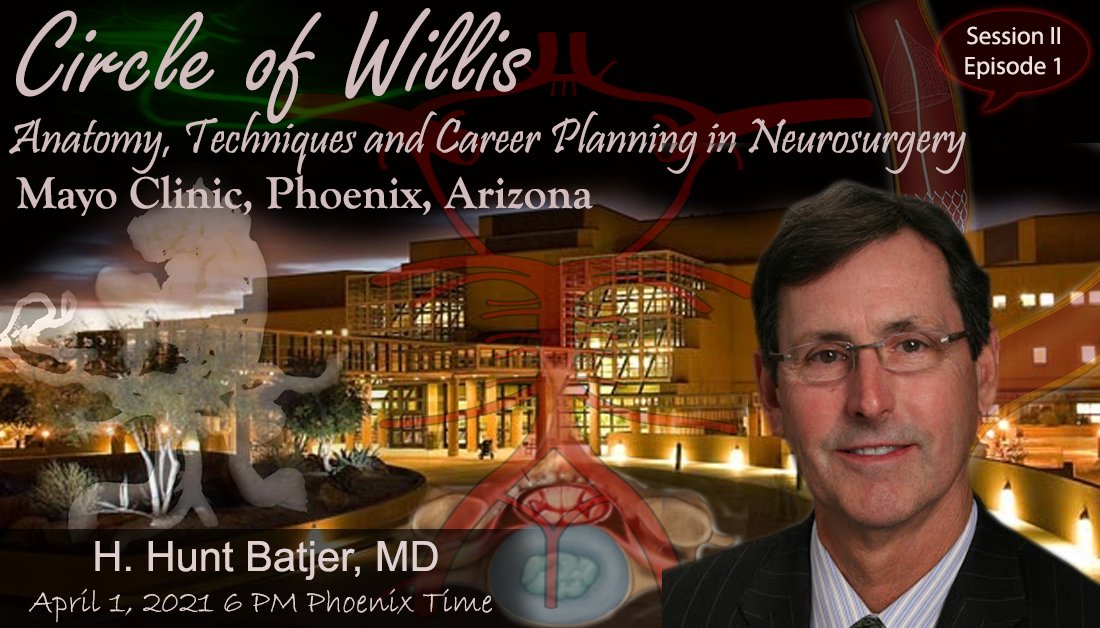 BernardBendokMD's tweet photo. Neurosurgery residents and aspiring neurosurgeons join us tomorrow evening for a very special interview with Dr. Hunt Batjer! Circle of Willis Season two episode one! 
https://t.co/1YtUOAe6e9 https://t.co/kZGgn0P8Ap