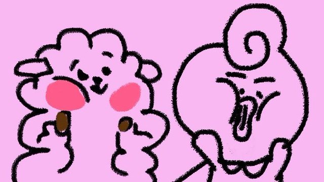 vantends's tweet photo. rk &amp; titi took over bt21's account and i'm so devastated at their header :( so cute https://t.co/N4DNwaWvSu