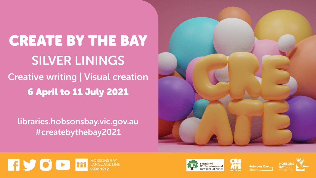 HBLibraries's tweet photo. 🌈⭐ Create by the Bay is back! Hobsons Bay creators from Prep to Year 12 are invited to reflect upon 2020 and share your 'silver linings' through an original piece of art or writing for your chance to win! ☁️✍️🎨
Learn more: https://t.co/wSwRr4h7RY
#createbythebay2021 https://t.co/6XiRghpW7z