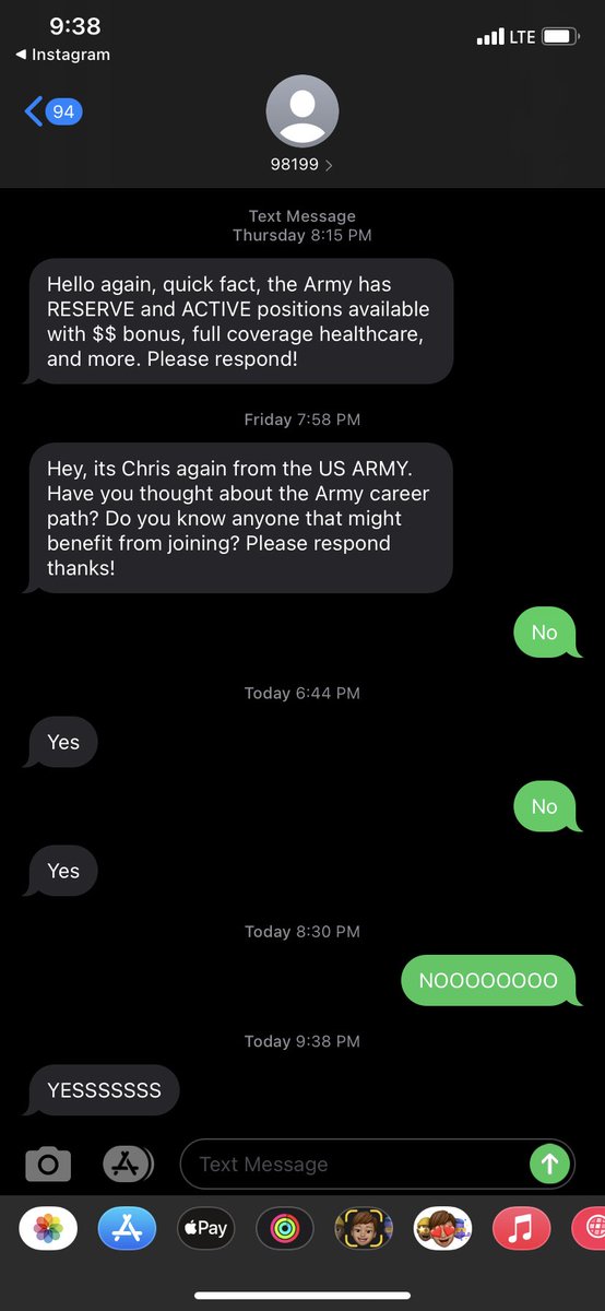 Anguyenballer's tweet photo. Bruh who is running the army recruiting messaging system LMFAOOOOOO https://t.co/LMIjfLPzkr