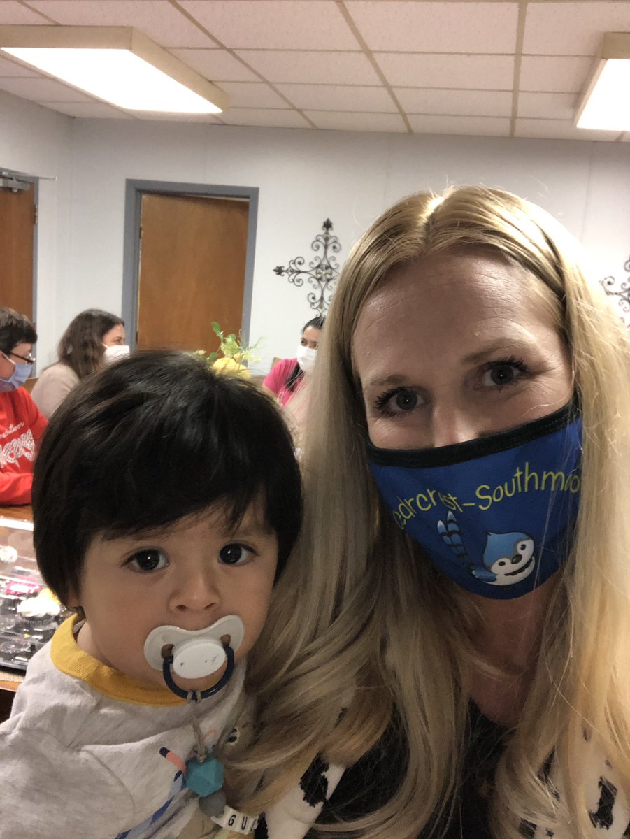 I just couldn’t resist holding this future Cedarcrest-Southmoor Bluejay during a meeting with a parent. What a cutie! One more day until Spring Break! 🎉