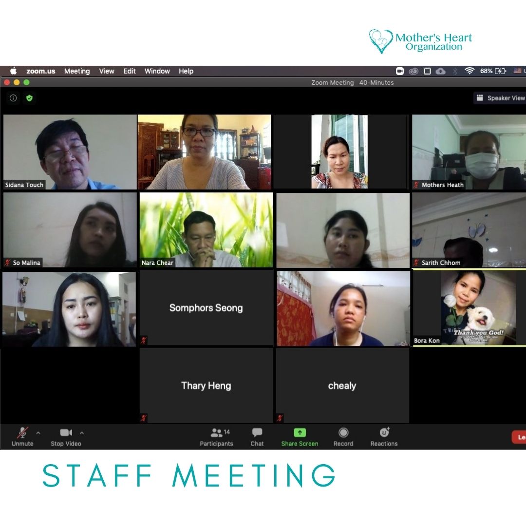 Last #monday 's staff meeting

➡️ bit.ly/3du25Ae

#mothersheart #teammothersheart #cambodia #phnompenh #battambang #workfromhome #support #vulnerablewomen #crisispregnancy #maternalhealth #accesstohealthcare #healthrights #empowerment