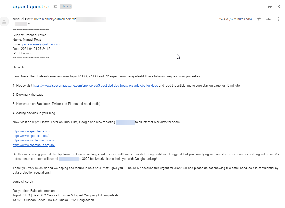 Hey <a href="/DiscoverMag/">Discover Magazine</a> are you aware that your sponsors are blackmailing website owners to get views on your sponsored articles?