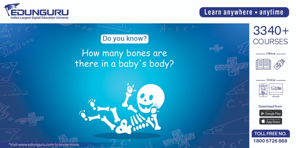 edunguru's tweet photo. Adult human beings have 206 bones in their body, newborn babies have 300 bones in their bodies at the time of birth. 

These 300 bones fuse when babies start growing. 

Did you know this interesting fact earlier? 

Let us know in the comments.

#Edunguru #Facts #FactAlert https://t.co/gmuI2X2tDI