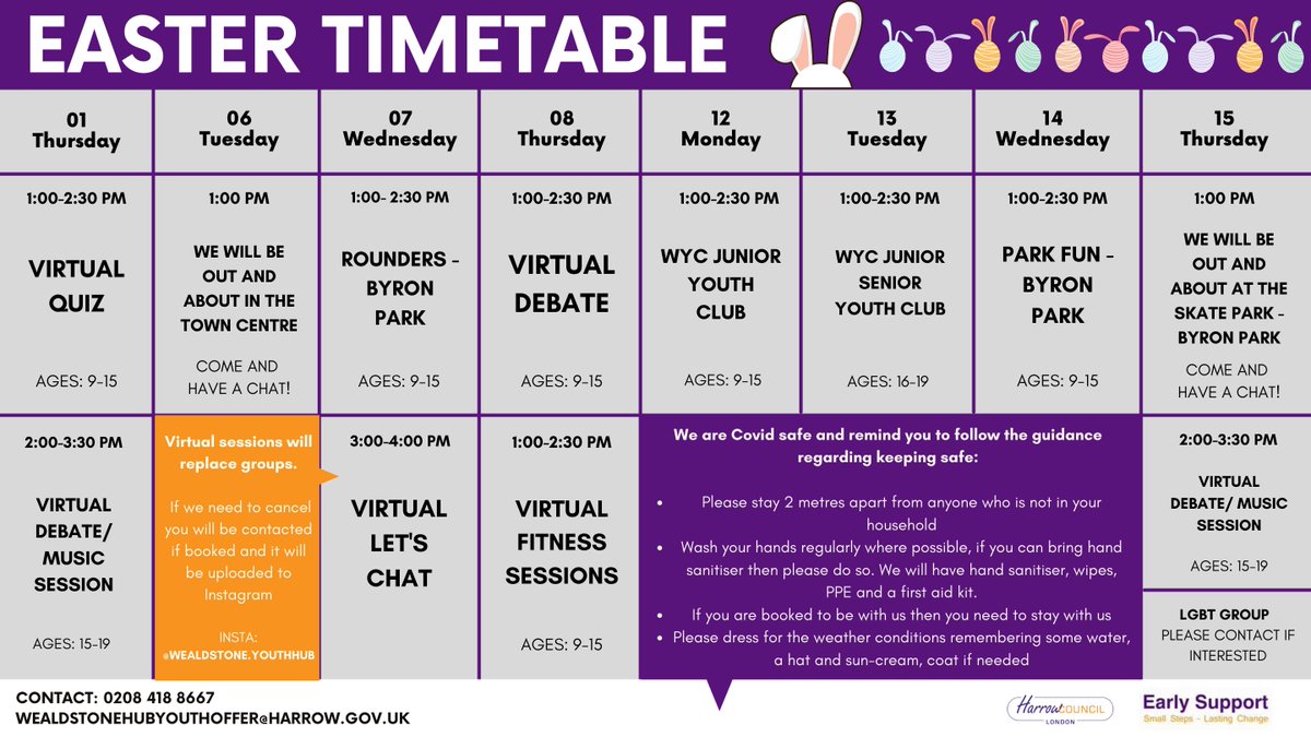 Harrow_YS's tweet photo. Easter programme at Wealdstone Hub starts today! 
Don't forget to follow them on Instagram @wealdstone.youthhub

email wealdstonehubyouthoffer@harrow.gov.uk or call 0208 416 8667 for more info about bookings. 

#HarrowYouthStop #Activities #Harrow https://t.co/nIqxM96nYL