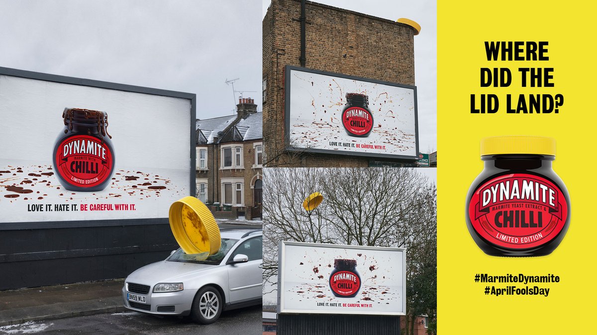 One Minute Brief of the Day:
Create posters that give us the best clue on where the @Marmite #MarmiteDynamite lid has landed next!!

Details:
bankofcreativity.co.uk/blog/omb-marmi…

Prizes:
WINNER: £300 cash &amp; year’s supply of Marmite Dynamite!
2nd: £200 cash
3rd: £100 cash
#AprilFoolsDay 
RT🔥