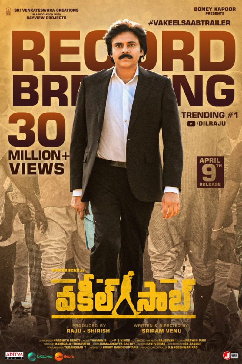 ManasaFC's tweet photo. Unstoppable #VakeelSaabTrailer  30M views in 60Hrs https://t.co/unS3lUnrNV