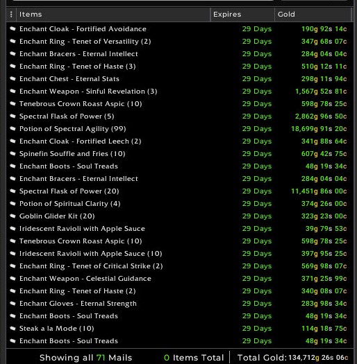 tsnwow's tweet photo. 973.226g in #dailymailbox
Not bad for a first day on a 2nd account aswell as diving deeper into the legendary market! Me like.
#goldmaking #wowgold #worldofwarcraft https://t.co/w4ruSDK0bv