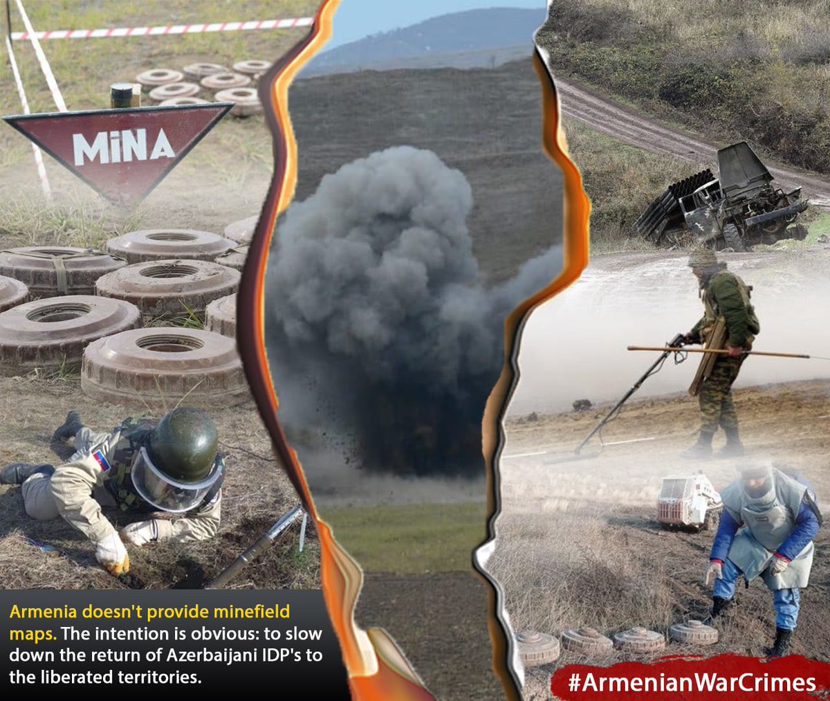 The fact that Armenia doesn't give minefield maps to the Azerbaijani side is a war crime. #ArmenianWarCrimes #IMAD2021