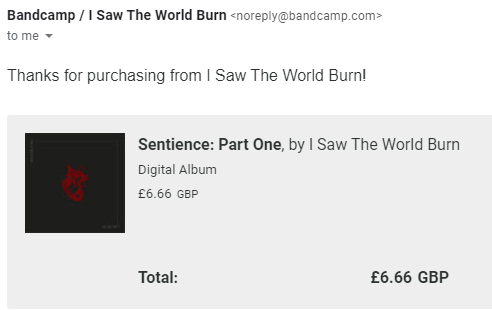 The fantastic new <a href="/ISTWB/">I Saw The World Burn</a> EP is available NOW on <a href="/Bandcamp/">bandcamp</a> 

It's available as a "name your price" but we ALL know that these things cost money to make so PLEASE consider adding a few quid onto your order to help the band out.

Enjoy!! 🖤🤘