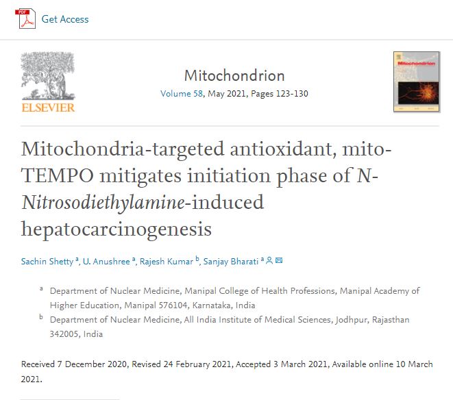 Mitochondria-targeted antioxidant, mito-TEMPO mitigates initiation pha... sciencedirect.com/science/articl… 
<a href="/cds_mahe/">Centre for Doctoral Studies, MAHE</a> <a href="/DoRMAHE_Manipal/">Directorate of Research, MAHE, Manipal</a> <a href="/MCHP_MAHE/">MCHP</a> 
# PhD 3rd Article <a href="/_mitochondrion_/">Mitochondria</a>