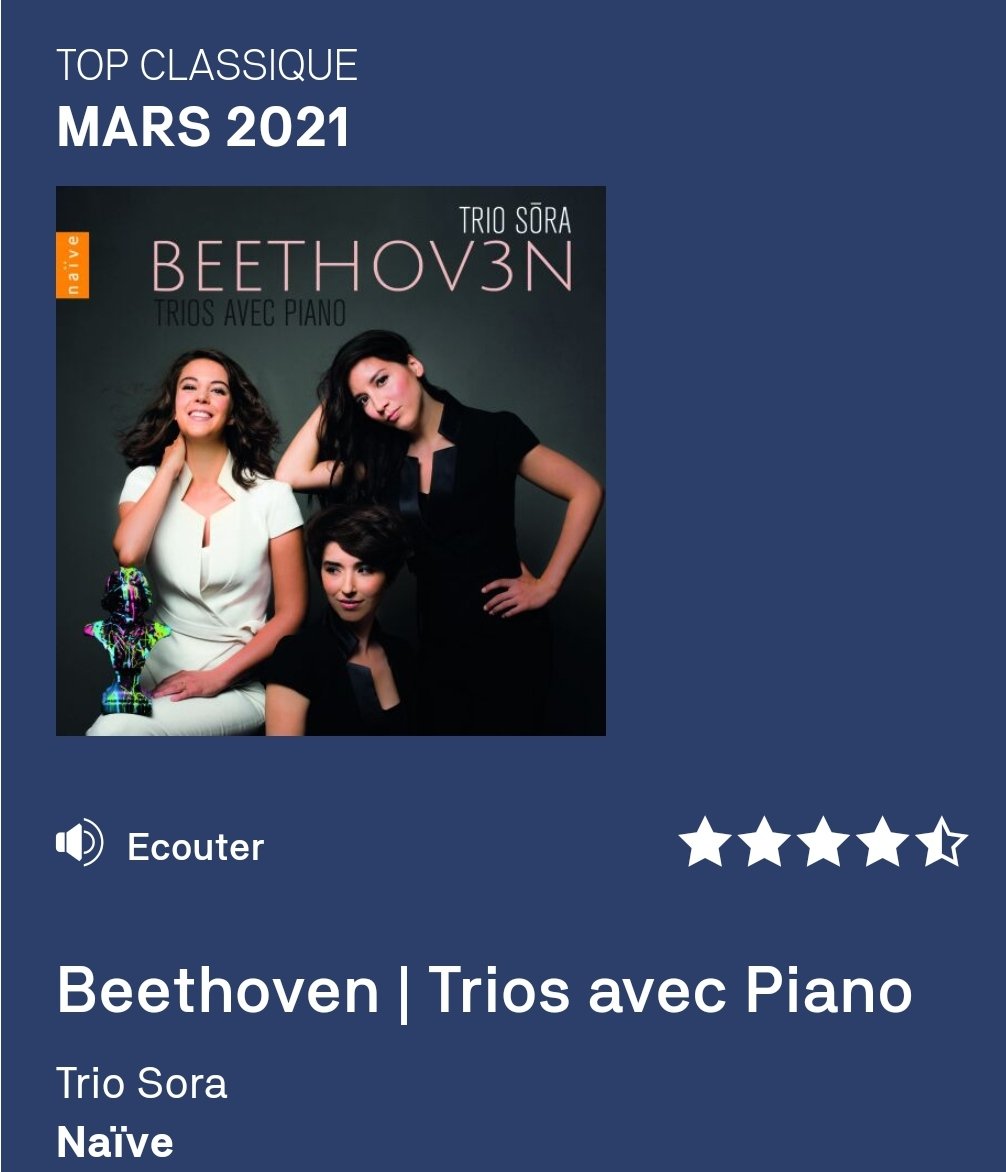 TrioSora's tweet photo. ⭐⭐⭐⭐⭐ TOP MEZZO ⭐⭐⭐⭐⭐
Après @daniil_trifonov &amp; @ValeryGergiev en janvier et @TezierLudovic en février, très heureuses d'avoir été élues Top Mezzo Classique au mois de mars ! 

@naiverecords @SequenzaComprod @WildKatFrance @mezzo_tv https://t.co/8BuBYYHcqC