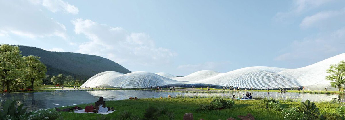 arquitect_viva's tweet image. Combinando elementos de la cultura local y el lugar donde se emplaza, el diseño evoca una nube ligera que emerge entre las montañas y el mar. Los espacios flexibles y continuos sin columnas experimentan con la alternancia del vacío y la solidez, las luces y las sombras.
