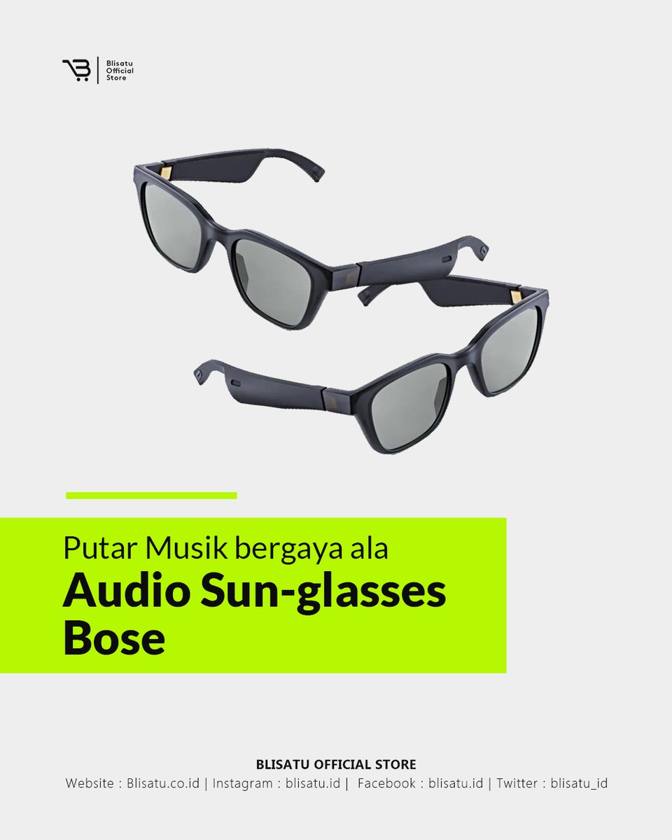 blisatu_id's tweet photo. Sun-glasses audio speaker adalah salah inovasi dari Bose perusahaan audio speaker terbesar asal amerika. Anda dapat bergaya sambil mendengarkan musik kesukaan.

Cek lebih lanjut 
https://t.co/UuwZQffCsE https://t.co/hyCmHZd9Qs