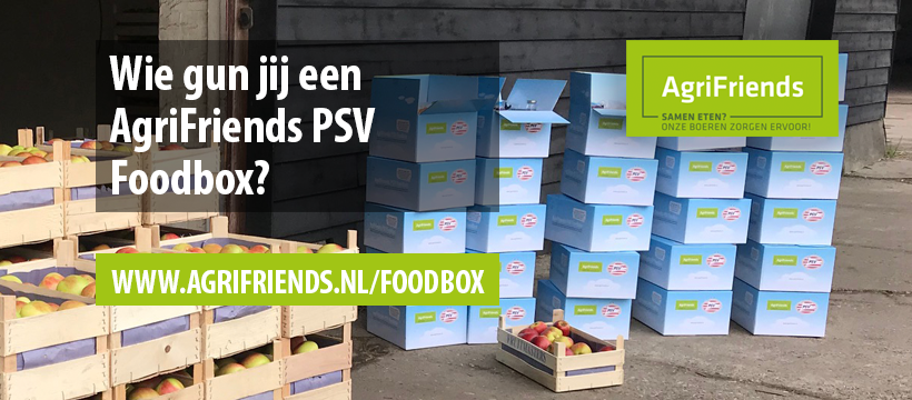 Wie gun jij een GRATIS foodbox t.w.v. €25,-? Ken jij iemand die een steuntje in de rug kan gebruiken en 't verdient om een prachtige AgriFriends PSV foodbox te ontvangen?

Aanmelden: agrifriends.nl/foodbox

En wie weet gaat één v.d. 250 foodboxen wel naar jouw kandidaat!