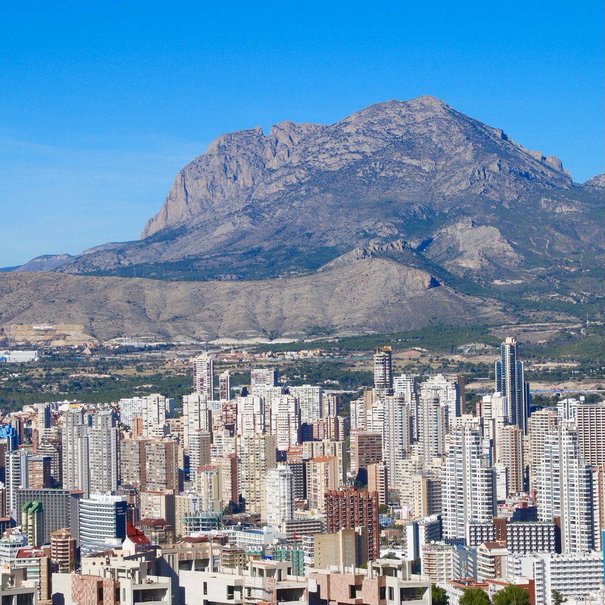 Hello April ... an imposing backdrop to the high rise buildings #mountainandsea #skyscrapper #sun #benidorm #hasitall