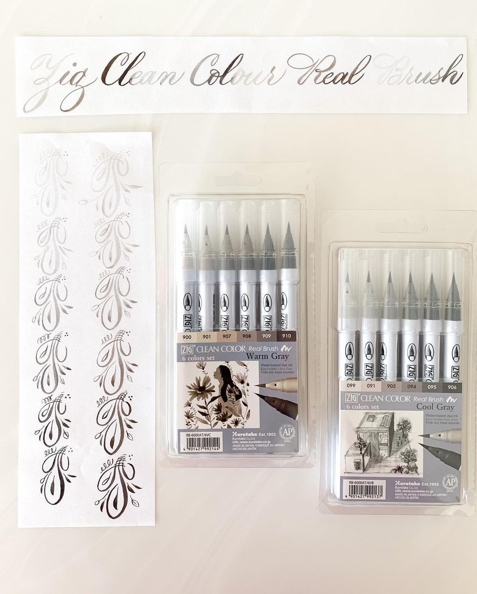 Kuretake Clean Color Real Brush Pen Set - Neutral Colors