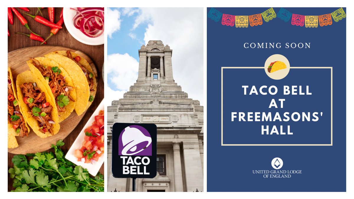 Mexican food lovers take note… 🌮🌯🇲🇽

UGLE is delighted to announce that <a href="/tacobell/">Taco Bell</a> will be opening a brand new branch in <a href="/FreemasonsHall/">Freemasons’ Hall</a> from this summer!

Check out the menu here ➡️ ugle.org.uk/taco-bell

#Freemasons