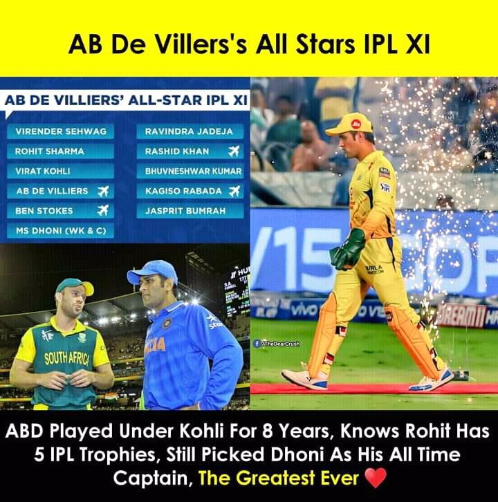_monasingh14's tweet photo. #ABdeVilliers playing #X1 👏😎 He picked #MSDhoni as his all time #captain ❤😍
@ABdeVilliers17 @msdhoni @IPL #IPL2021 #CskChampion2021 #CSK #dhonidefinitelyyes @ChennaiIPL https://t.co/OO5b17Qd0S