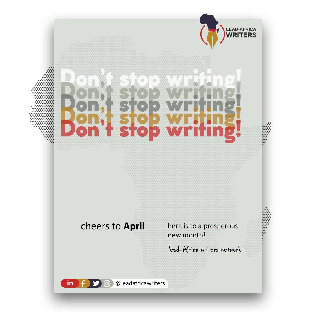 Leadafricawrite's tweet image. Welcome to April folks, may this month be filled with fufilled dreams and genuine laughter. Once again, cheers to April, cheers to you, you rock!

#SHIFTishere #HappyNewMonth #leadafricawriters
