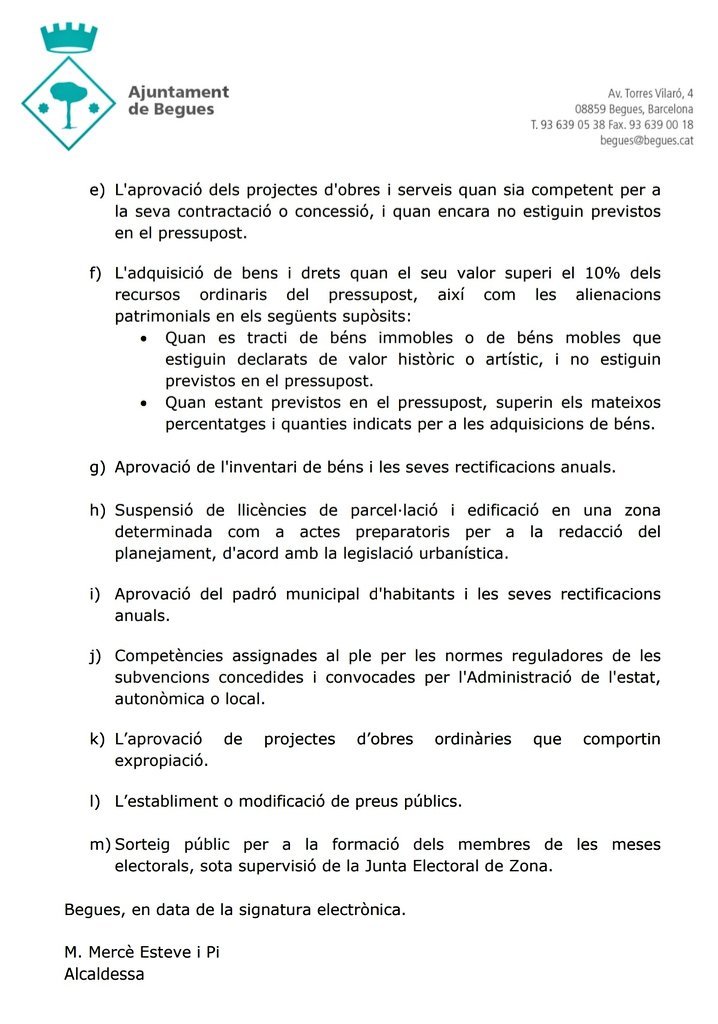 Esquerra_Begues's tweet photo. ⚠️ Ahir dimecres el ple municipal @ajbegues va aprovar manllevar competències el màxim organ de representació política beguetana: el ple municipal.
👉Així doncs, el govern municipal trenca els acords assumits el 2019 pels regidors/es de #Begues #RepensemBegues #CalUnCanvi 🤔 https://t.co/1vqbZmcQij