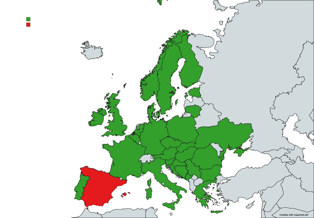 ldpsincomplejos's tweet photo. En verde, países europeos que reconocen los colegios como focos de contagio y los han cerrado total o parcialmente durante la segunda, tercera y/o cuarta olas.

En rojo, país del mundo con más muertos por millón (y que dice que los colegios son seguros). https://t.co/ksAaO0yHm1