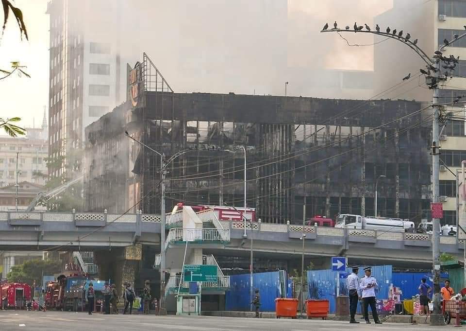 Gandama wholesale and Ruby mart, the military-owned department stores in Yangon, were on fire starting from around 2 am on 1st April 2021. It happened during the curfew time when no civilians were allowed to go out.
#WhatsHappeningInMyanmar
