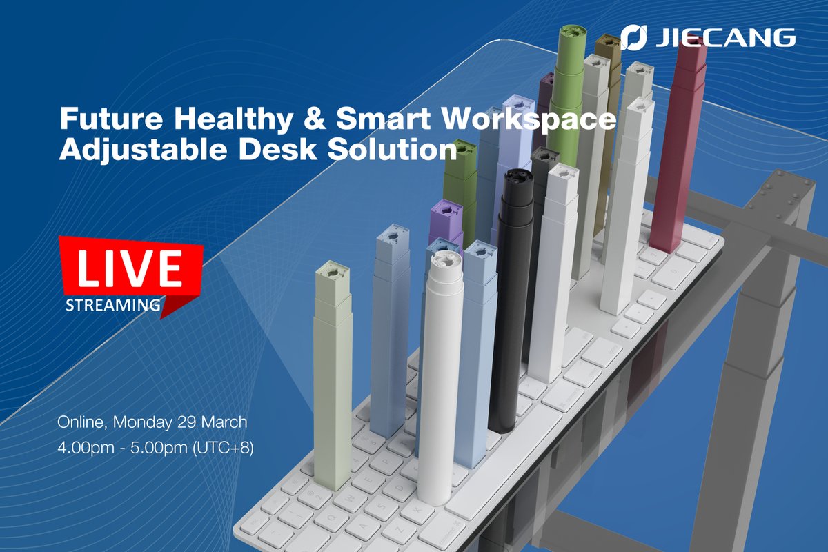 Jiecangtech's tweet photo. You’re invited to #JIECANG LIVE STREAM from CIFF 2021
Click to join：https://t.co/ViW2yXqspp

Theme: Future Healthy &amp; Smart Workspace - Adjustable Desk Solutions
Date: Monday 29 March
Host: Bing &amp; Jimmy
Time: 4.00pm - 5.00pm (UTC+8) https://t.co/ECdBZfPlFx