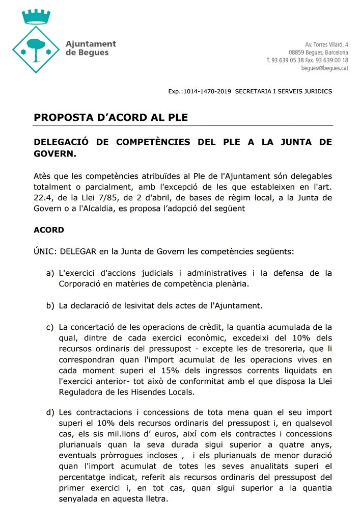 Esquerra_Begues's tweet photo. ⚠️ Ahir dimecres el ple municipal @ajbegues va aprovar manllevar competències el màxim organ de representació política beguetana: el ple municipal.
👉Així doncs, el govern municipal trenca els acords assumits el 2019 pels regidors/es de #Begues #RepensemBegues #CalUnCanvi 🤔 https://t.co/1vqbZmcQij
